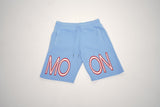 Light Blue "MOON" Drawstring Shorts