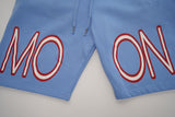 Light Blue "MOON" Drawstring Shorts