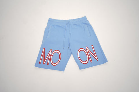 Light Blue "MOON" Drawstring Shorts