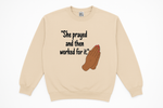 Enhanced beige sweatshirt product image for apparel website