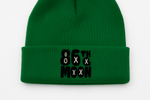 Green beanie with white background