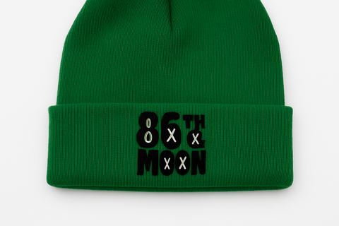 Green beanie with white background